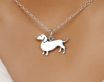 Sterling Silver Dachshund Dog necklace or Charm, Dog Jewelry. Pet Charm, Animal Jewelry