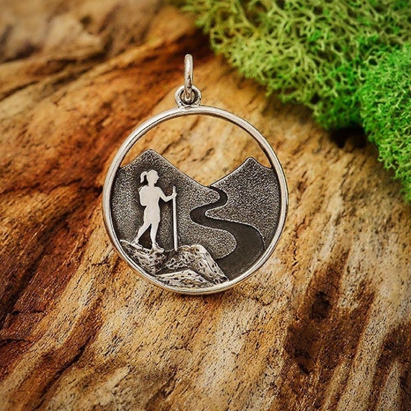 Hiker Necklace, Hiking Jewelry - Trail Walk Adventure - Hiker Gift for Girls or Women - Nature Lover Gifts, Outdoor Jewelry, Mountain Hike