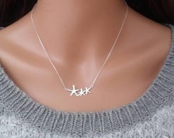 Three Starfish Necklace in Sterling Silver - Beach Jewelry - Summer Jewelry - Beach Lover - Wedding - Nautical - Gifts For Women