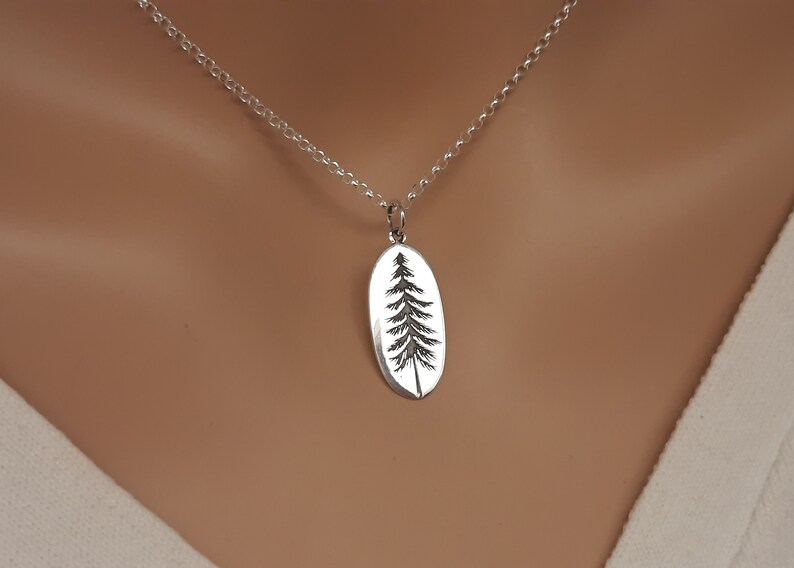 Pine Tree Necklace 925 Sterling Silver Plant and Trees Etsy