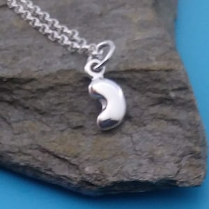 Bean Necklace, Tiny Bean Charm Jewelry in 925 Sterling Silver, Bean Seed Necklace