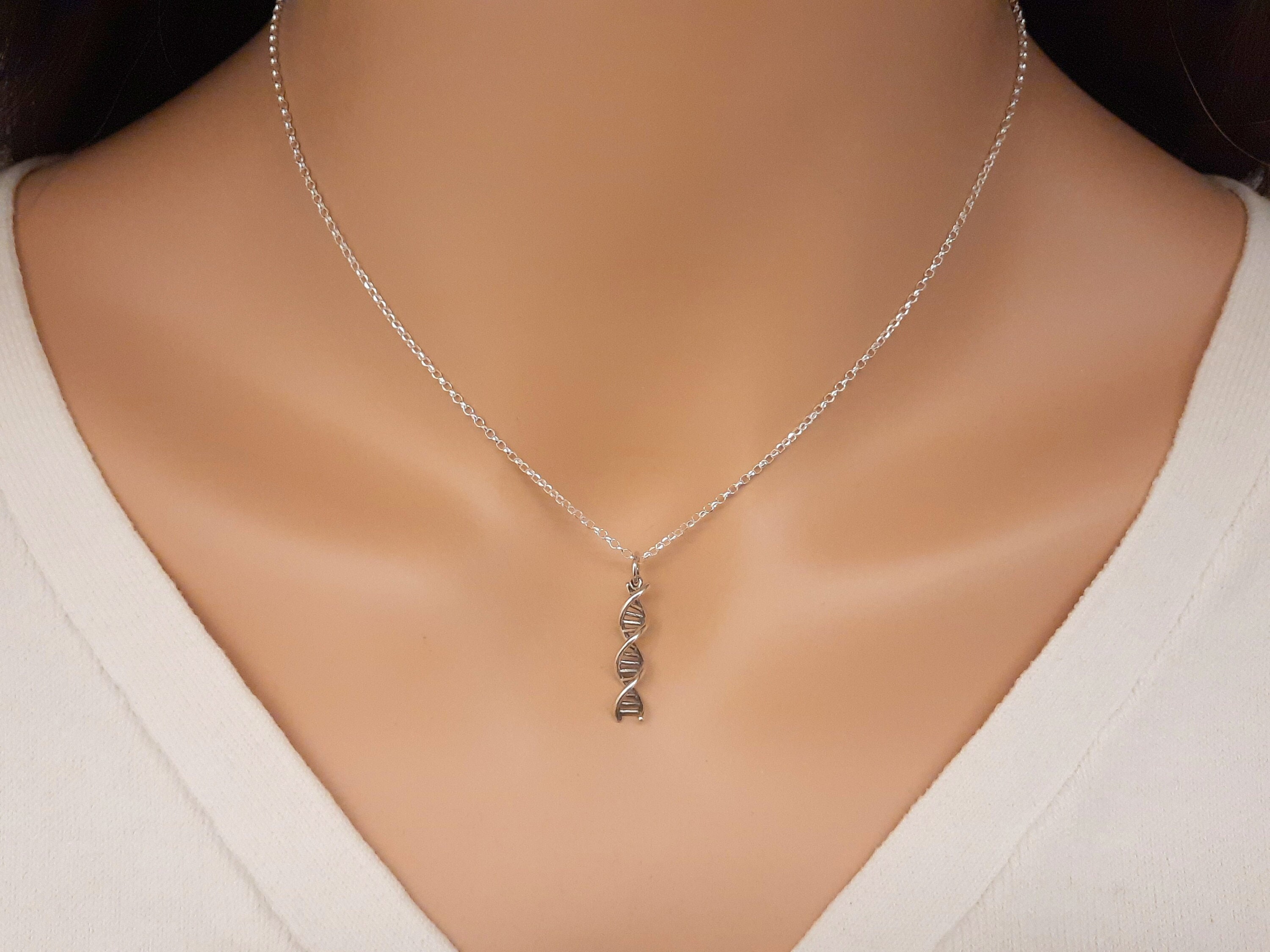 Sterling Silver DNA Charm or Necklace 
