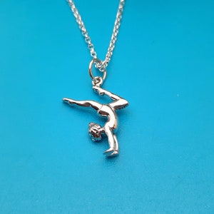 Gymnastics Necklace or Gymnast Charm Gymnastics Jewelry for Girls, Sterling Silver Gymnastic Pendant, Dance Recital gifts S1505 image 8