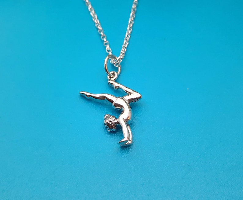 Gymnastics Necklace or Gymnast Charm Gymnastics Jewelry for Girls, Sterling Silver Gymnastic Pendant, Dance Recital gifts S1505 image 8