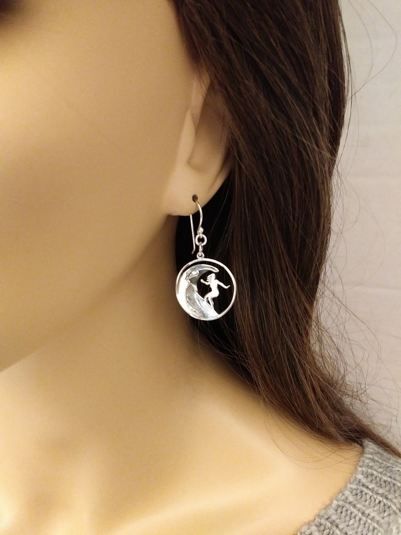 Girl Surfer Earrings Surfing Gift for Girls or Women Ocean Etsy