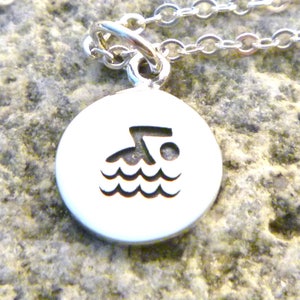 Girl Swimming Necklace or Swimmer Charm, Sterling Silver Swimming Girl Necklace, Swim Birthday Gift for Swimmers, Gift for Her, For Women