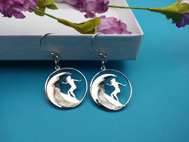 Girl Surfer Earrings Surfing Gift for Girls or Women Ocean Etsy