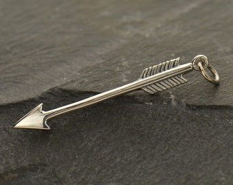 Sterling Silver Arrow Charm 37x4mm, Festoon, Connector, Pendant