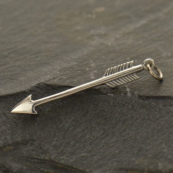 Sterling Silver Arrow Charm 37x4mm, Festoon, Connector, Pendant