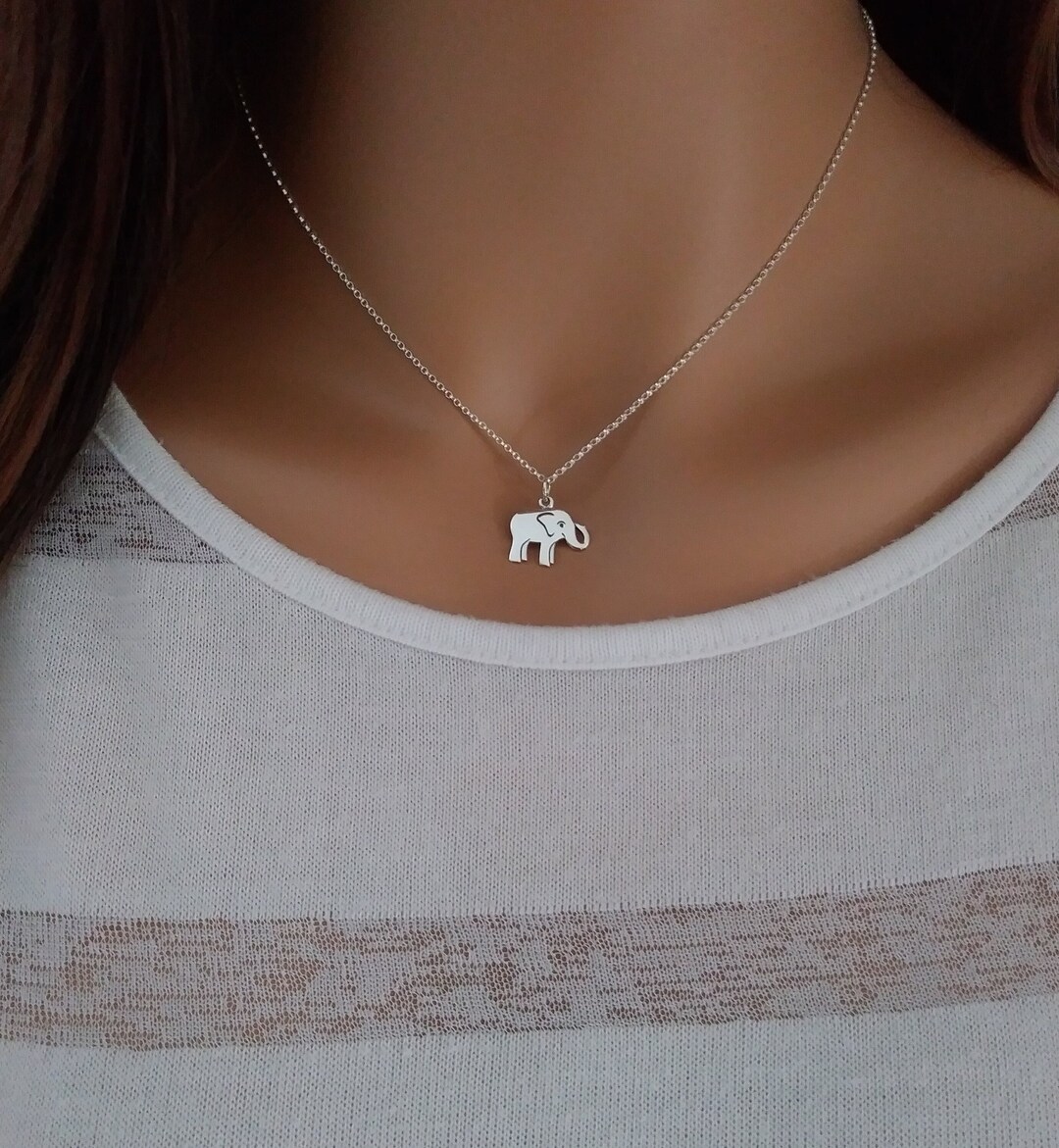Elephant Good Luck Charm Necklace Baby Elephant Charm Etsy