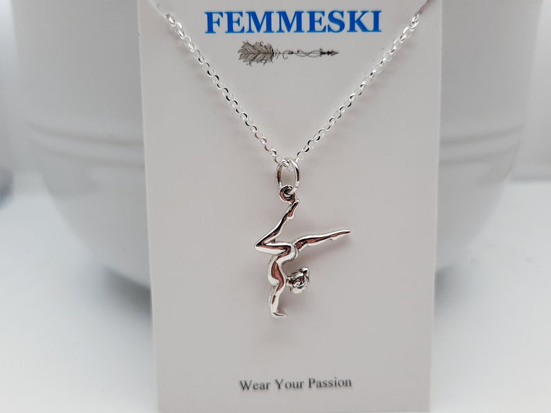 Gymnastics Necklace or Gymnast Charm Gymnastics Jewelry for Girls, Sterling Silver Gymnastic Pendant, Dance Recital gifts S1505 image 5