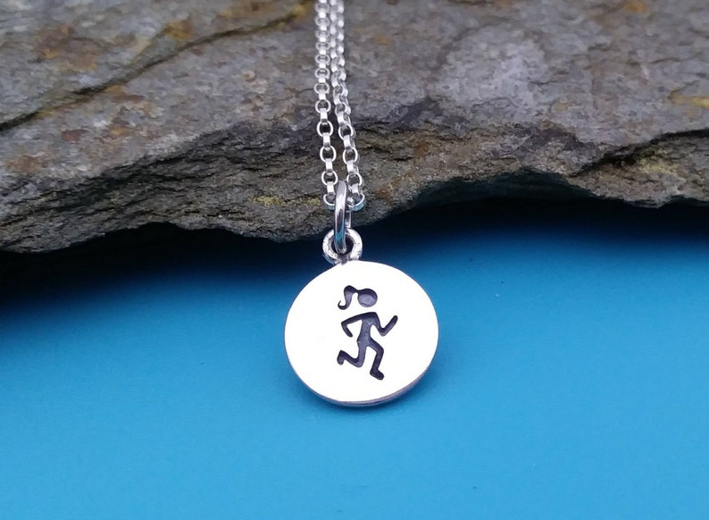 Runner Necklace Running Girl Charm Sterling Silver Jogging Etsy
