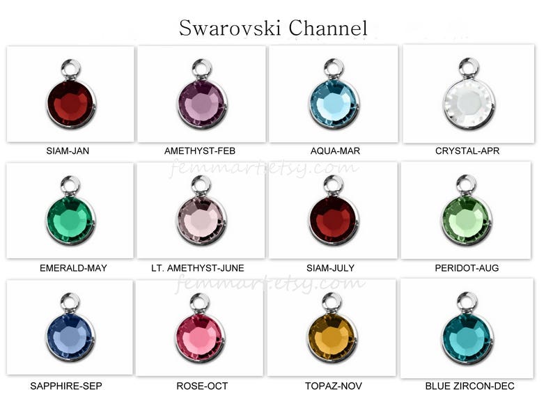 Add On Birthstone Charm Swarovski Birthstone Crystals Swarovski Channel Drop Swarovski Bicone Crystal image 1