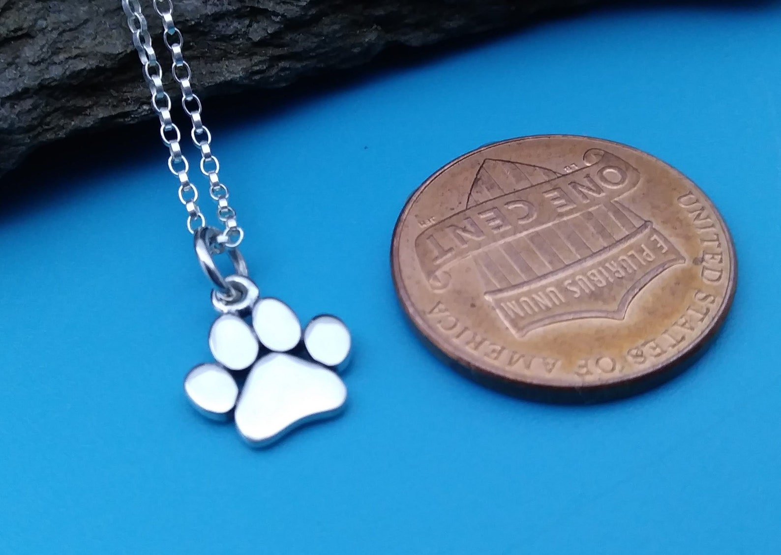 Tiny Paw Print Necklace 925 Sterling Silver Paw Print Charm Etsy