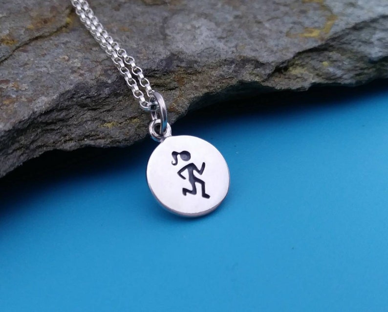 Runner Necklace Running Girl Charm Sterling Silver Jogging Etsy