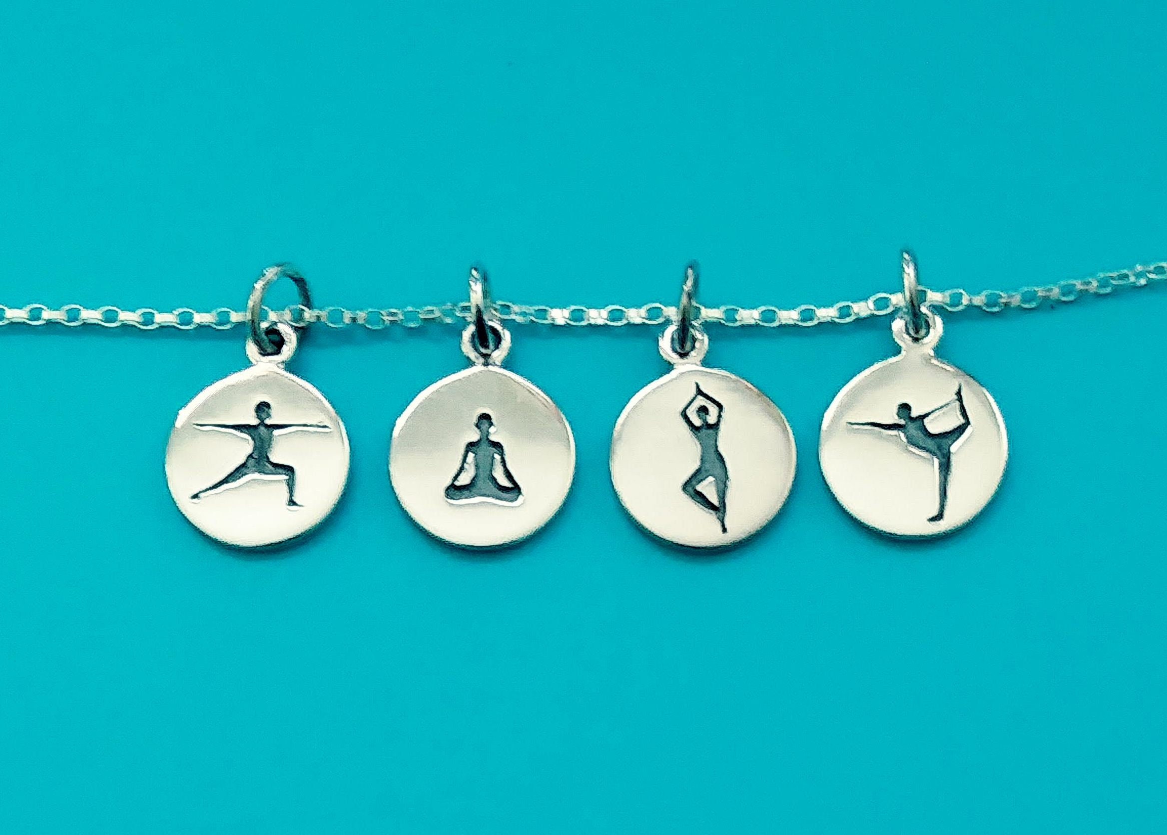 Yoga Necklace dancer pose Sterling Silver Yoga Charm Yoga Etsy