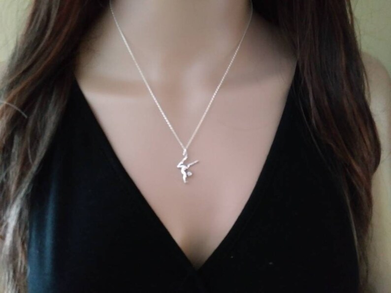 Gymnastics Necklace or Gymnast Charm Gymnastics Jewelry for Girls, Sterling Silver Gymnastic Pendant, Dance Recital gifts S1505 image 7