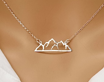Sterling Silver Mountain Necklace for Nature lovers and outdoor enthusiasts, Hiking necklace for women, Gift for her