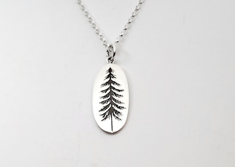 Pine Tree Necklace 925 Sterling Silver Plant and Trees Etsy