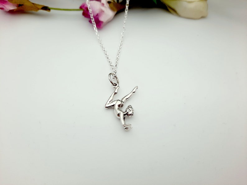 Gymnastics Necklace or Gymnast Charm Gymnastics Jewelry for Girls, Sterling Silver Gymnastic Pendant, Dance Recital gifts S1505 image 6