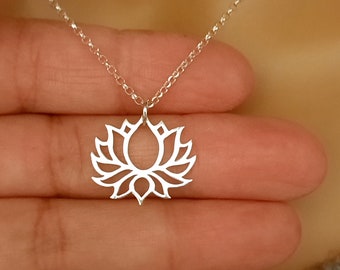 Lotus Necklace for Women, Sterling Silver Lotus Flower Necklace, Floral Jewelry, Birthday Graduation Christmas Gifts for friends sisters