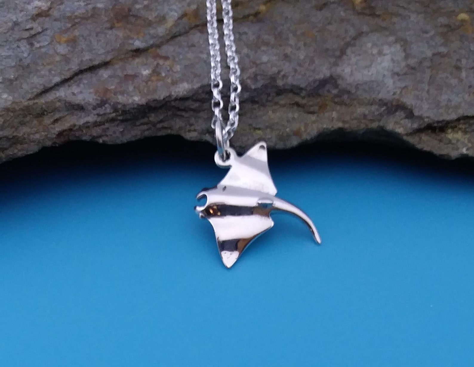 Manta Ray Charm or Necklace 925 Sterling Silver Ocean - Etsy