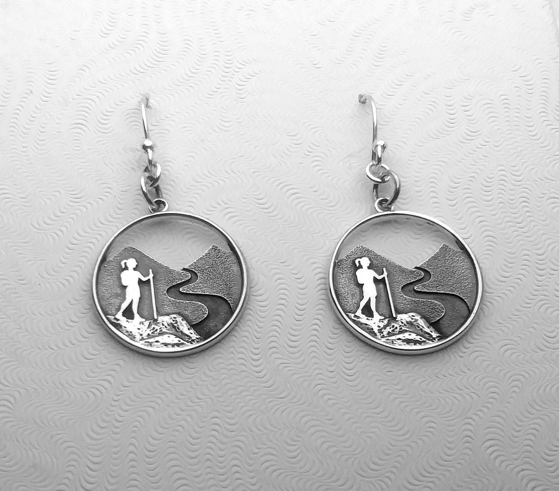 Hiking Girl Earrings Trail Walk Adventure Hiker Gift for Etsy