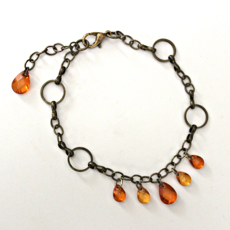 Vintage Bead Bracelet Orange Crystal Bracelet | Etsy