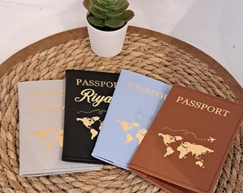 Protège passeport Personnalisé en simili cuir, étui passeport/ pochette passeport personnalisable