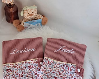 Protège carnet de santé personnalisé/ carnet de santé velours vieux rose/ cadeau naissance/ Choisissez votre tissus/