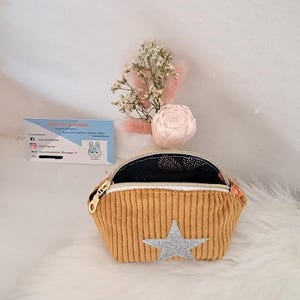 Petit porte monnaie velours cotelé/petite pochette zippée/ porte cartes