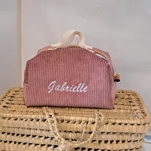 Trousse de toilette velours côtelé personnalisé/cadeau pour elle/trousse maquillage