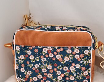 Sac bandoulière velours cotelé orange/ sac a main/ cadeau pour femme/ sac en velours côtelé