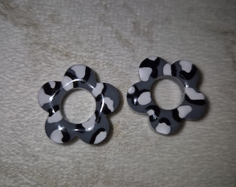 Pampille fleur gris léopard