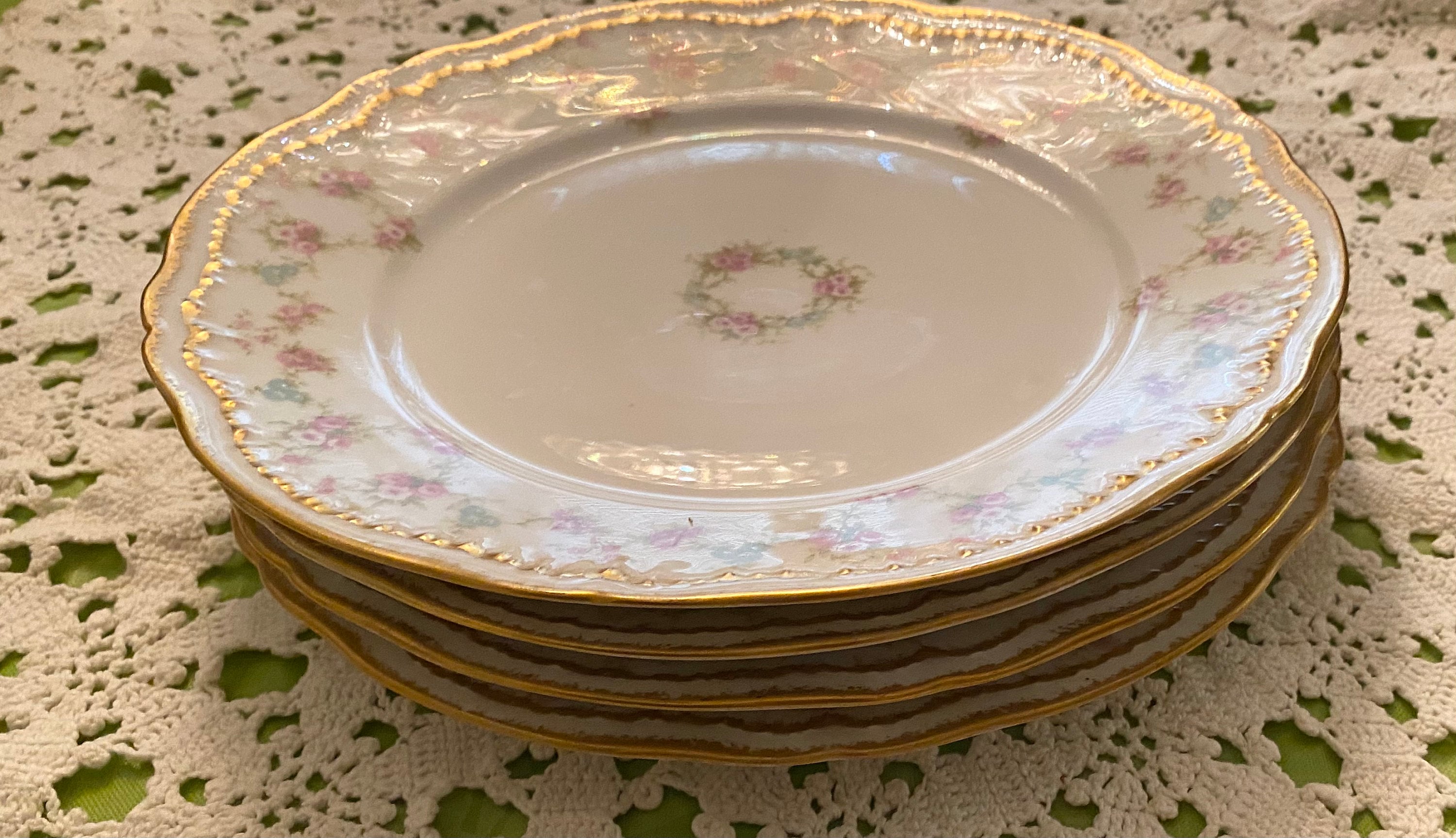 Haviland Limoges Schleiger 340 Pink Roses Double Gold Rim 9.75 Etsy