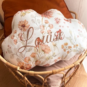 18 designs - CLOUD cushion in floral cotton, boho/vintage style, customizable