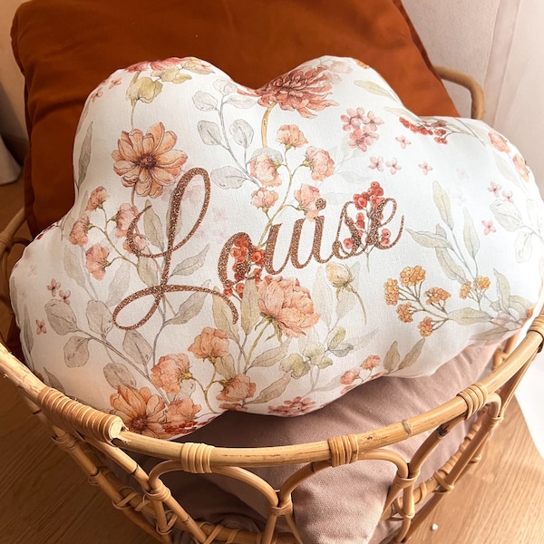 16 motifs - Coussin NUAGE en coton fleuri style bohème / vintage personnalisable