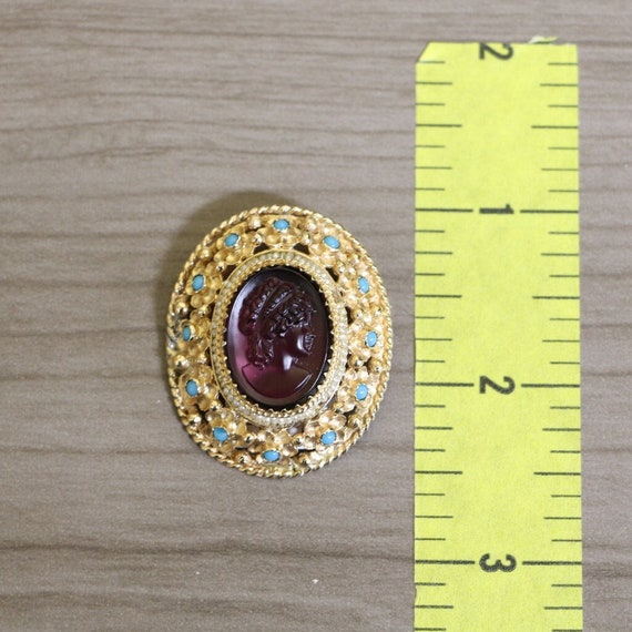 Broche Pendentif Vintage Gem Craft USA - Perle Et Turquoise, Occasion En Or/doré