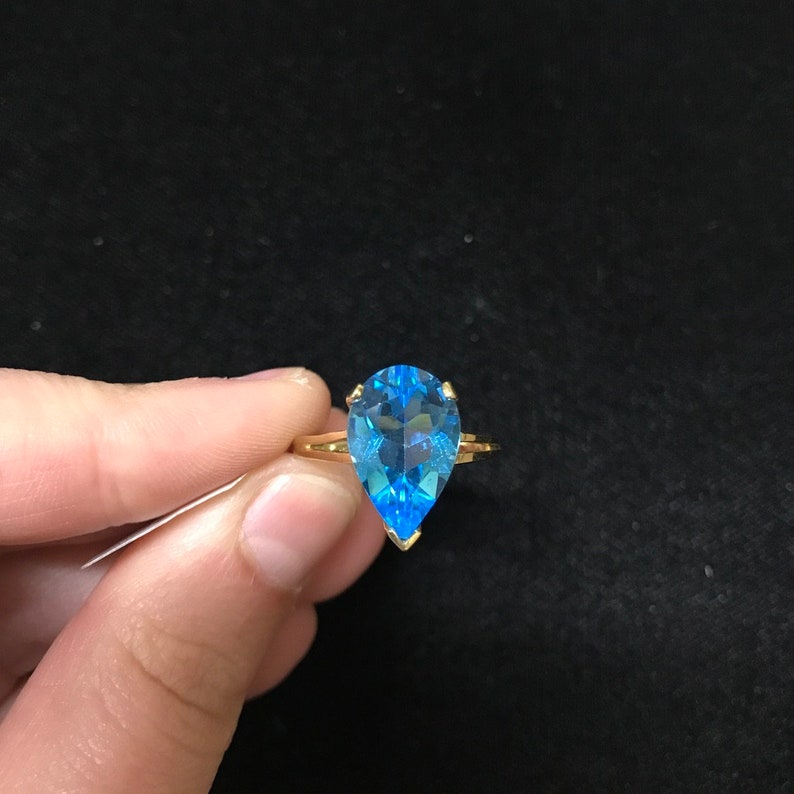 Pear Blue Topaz Solitaire