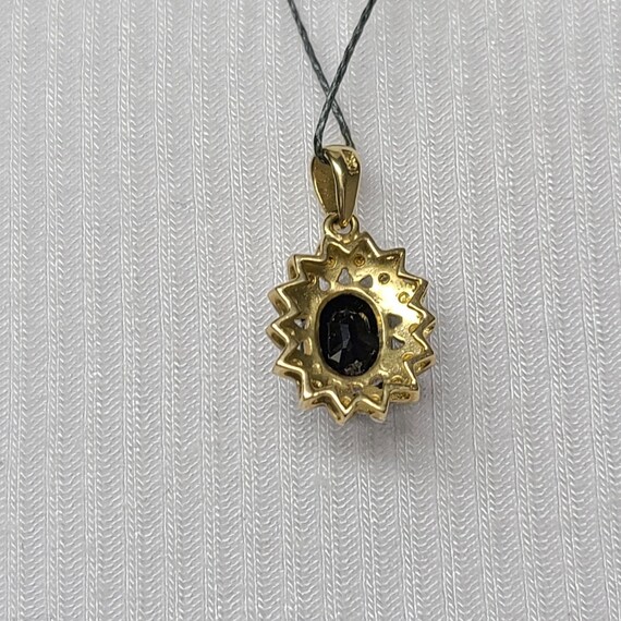 Cute Sapphire with Diamond Halo Pendant - image 4