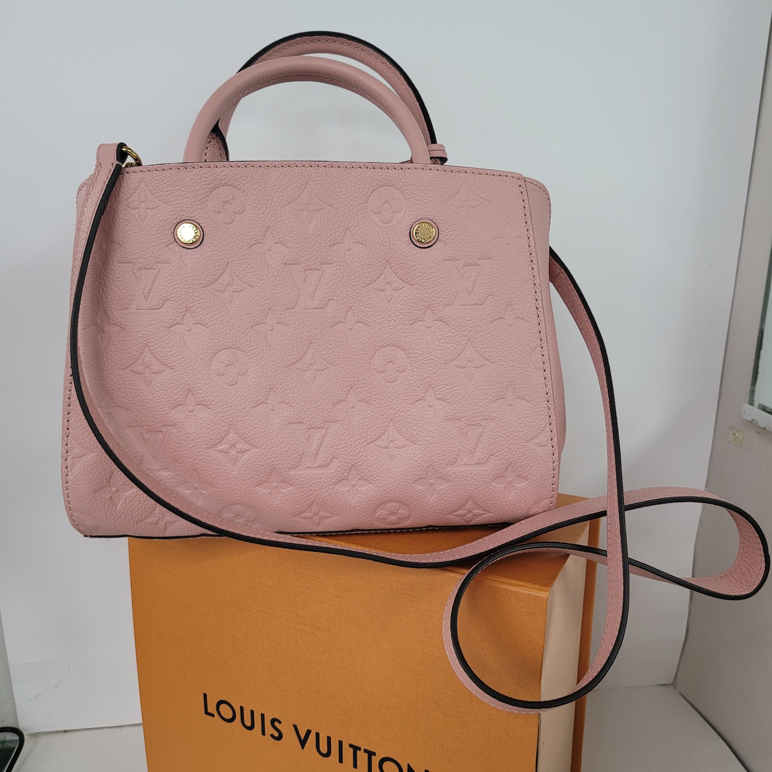 Louis Vuitton Montaigne BB in Pink Embossed Empreinte Leather | Etsy