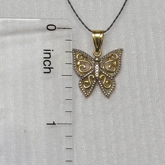 Cute 14k Two Tone Butterfly Pendant - image 1