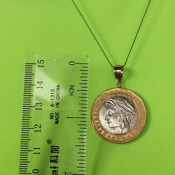 Two Tone Plated Republic Italiana Coin Necklace