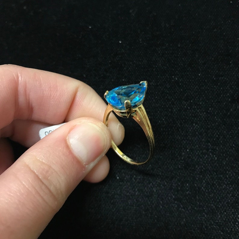 Pear Blue Topaz Solitaire