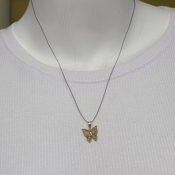 Cute 14k Two Tone Butterfly Pendant - image 2