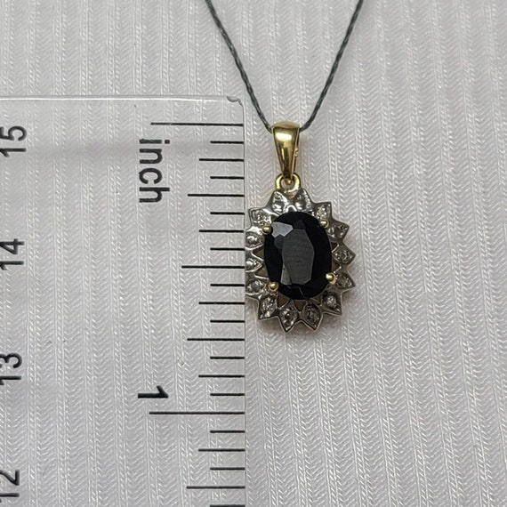 Cute Sapphire with Diamond Halo Pendant - image 1