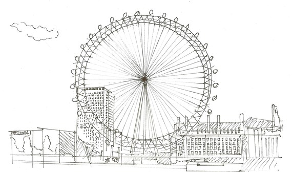 pics London Eye Line Drawing original ink drawing london eye art london sketch minimal art visual art line drawing wall art print gift