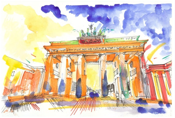 Brandenburg Gate Original Drawing Print Print Of Berlin Etsy Brandenburg Gate Original Drawing Print Print Of Berlin Etsy
