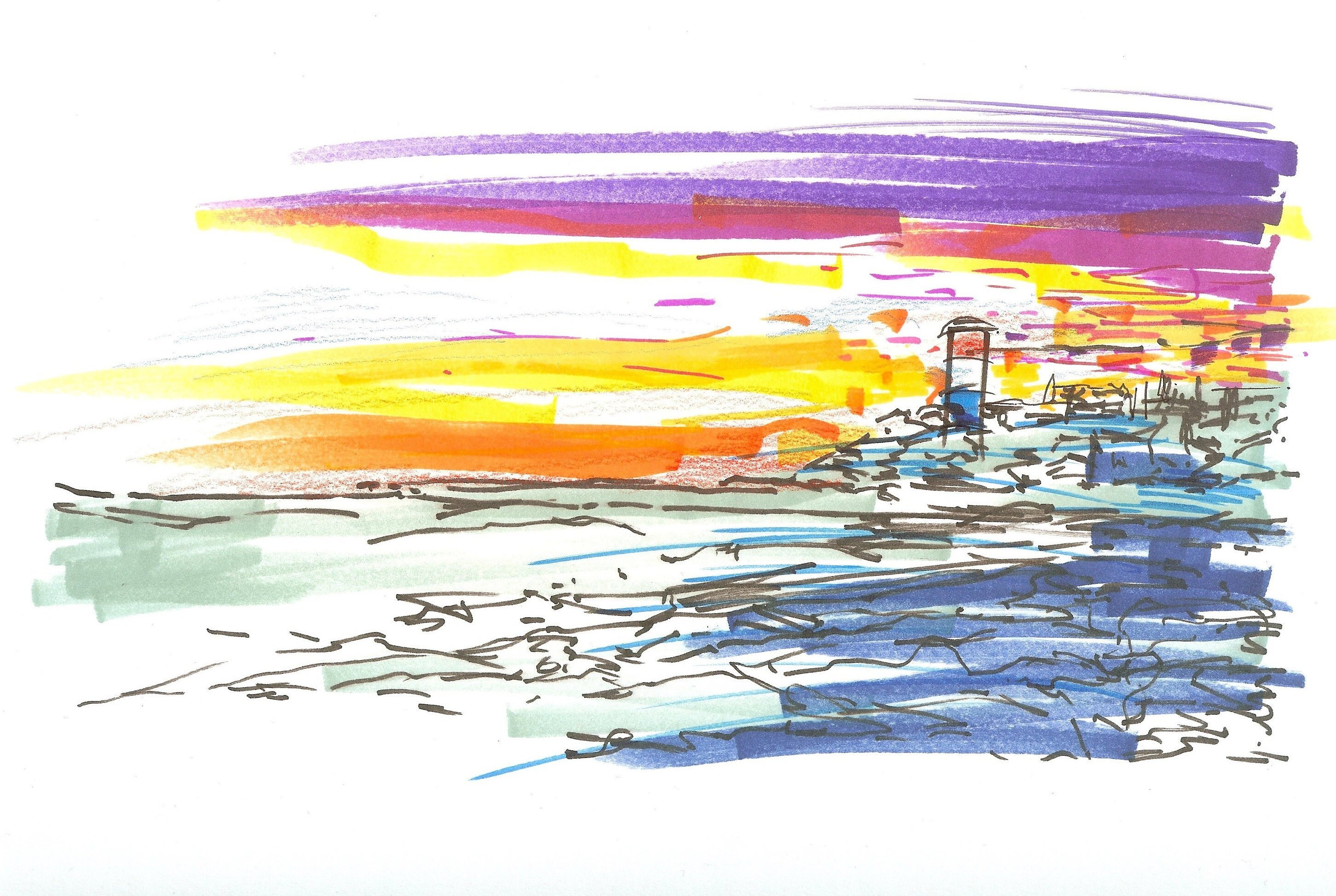 Original-Skizze Druck | Bostons Winthrop am Meer | Massachusetts Druck | Boston Kunst | Zeitgenössische Wandkunst | Büro-Dekor