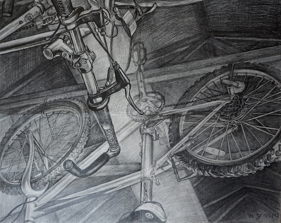 Bike Drawing, Pencil, Sketch, Colorful, Realistic Art HD wallpaper | Pxfuel